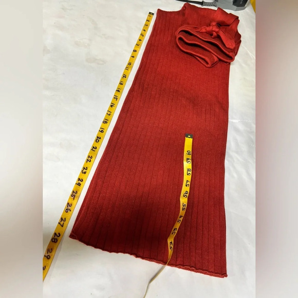 LOVE TREE Dark rust knit wide leg belted pants size S - Picture 11 of 11